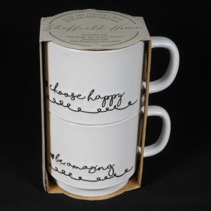 2 new stackable coffee mugs. Sheffield Home message mugs